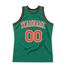 Laden Sie das Bild in den Galerie-Viewer, Custom Kelly Green Orange-White Authentic Throwback Basketball Jersey
