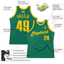 Laden Sie das Bild in den Galerie-Viewer, Custom Kelly Green Gold Authentic Throwback Basketball Jersey
