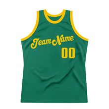 Laden Sie das Bild in den Galerie-Viewer, Custom Kelly Green Gold Authentic Throwback Basketball Jersey
