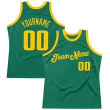 Laden Sie das Bild in den Galerie-Viewer, Custom Kelly Green Gold Authentic Throwback Basketball Jersey
