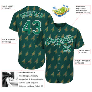 Custom Kelly Green Kelly Green-White Christmas 3D Authentic Baseball Jersey