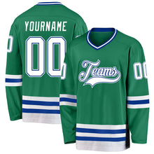 Load image into Gallery viewer, Custom Kelly Green White-Royal Hockey Jersey
