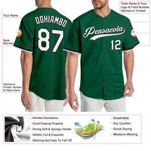 Custom Kelly Green White-Black Authentic Baseball Jersey