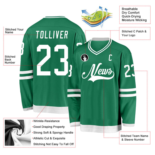 Cheap Custom Green Kelly Green-White Hockey Jersey Free Shipping –  CustomJerseysPro