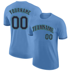 Custom Light Blue Navy-Aqua Performance T-Shirt