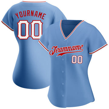 Cheap Custom White Light Blue-Pink Authentic Baseball Jersey Free Shipping  – CustomJerseysPro