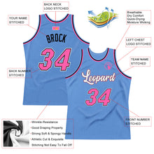 Load image into Gallery viewer, Custom Light Blue Pink-Black Authentic Throwback Basketball Jersey
