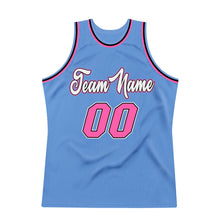 Load image into Gallery viewer, Custom Light Blue Pink-Black Authentic Throwback Basketball Jersey
