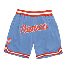 Загрузить изображение в средство просмотра галереи, Custom Light Blue Orange-White Authentic Throwback Basketball Shorts
