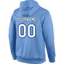 Load image into Gallery viewer, Custom Stitched Light Blue White-Royal Sports Pullover Sweatshirt Hoodie
