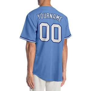 Custom Light Blue White-Royal Authentic Baseball Jersey