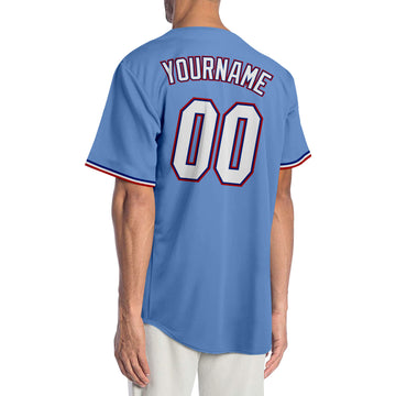 Custom Light Blue White-Royal Authentic Baseball Jersey