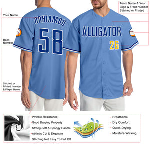 Custom Light Blue Royal-Gold Authentic Baseball Jersey