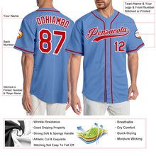 Laden Sie das Bild in den Galerie-Viewer, Custom Light Blue Red-White Authentic Baseball Jersey
