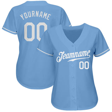 Custom Light Blue White Authentic Baseball Jersey