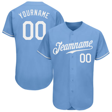 Custom Light Blue White Authentic Baseball Jersey