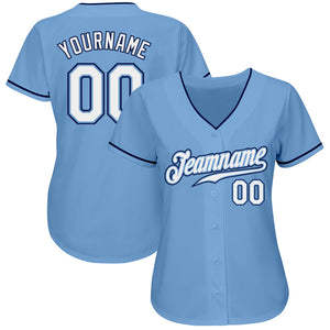 Custom Light Blue White-Navy Authentic Baseball Jersey