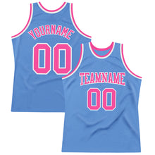 Загрузить изображение в средство просмотра галереи, Custom Light Blue Pink-White Authentic Throwback Basketball Jersey
