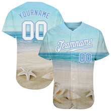 Charger l&#39;image dans la galerie, Custom Light Blue White-Light Blue 3D Pattern Design Beach Authentic Baseball Jersey
