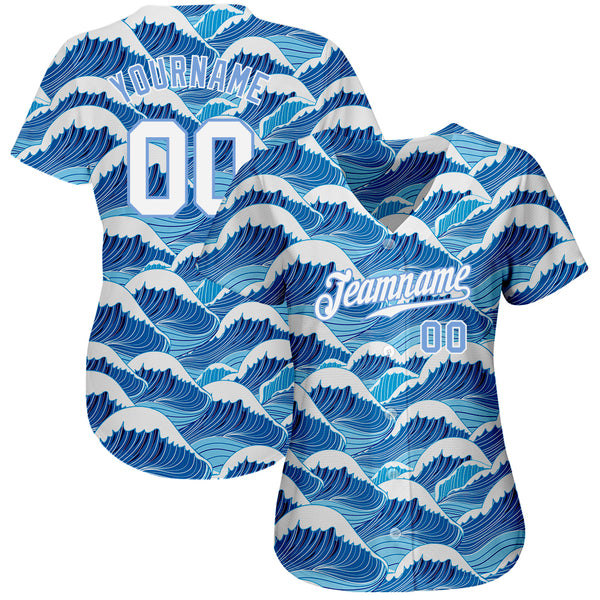 Cheap Custom Light Blue White-Light Blue 3D Pattern Design Beach Authentic Baseball  Jersey Free Shipping – CustomJerseysPro
