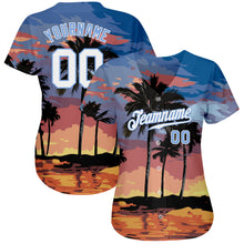 Charger l&#39;image dans la galerie, Custom Light Blue White-Light Blue 3D Pattern Design Palm Trees Authentic Baseball Jersey
