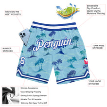 Charger l&#39;image dans la galerie, Custom Light Blue White-Royal 3D Pattern Design Palm Trees Authentic Basketball Shorts
