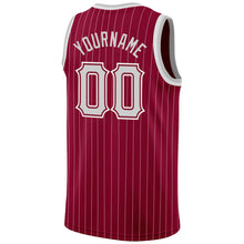 Load image into Gallery viewer, Custom Maroon White Pinstripe Gray-White Authentic Basketball Jersey
