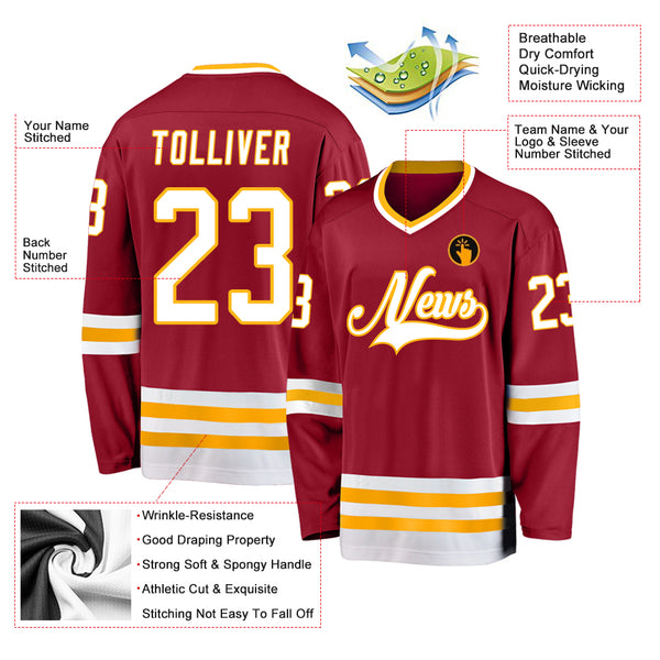 Cheap Custom Gold Maroon-White Hockey Jersey Free Shipping –  CustomJerseysPro