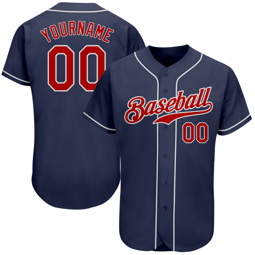 Custom Navy Red-White Authentic Baseball Jersey – CustomJerseysPro