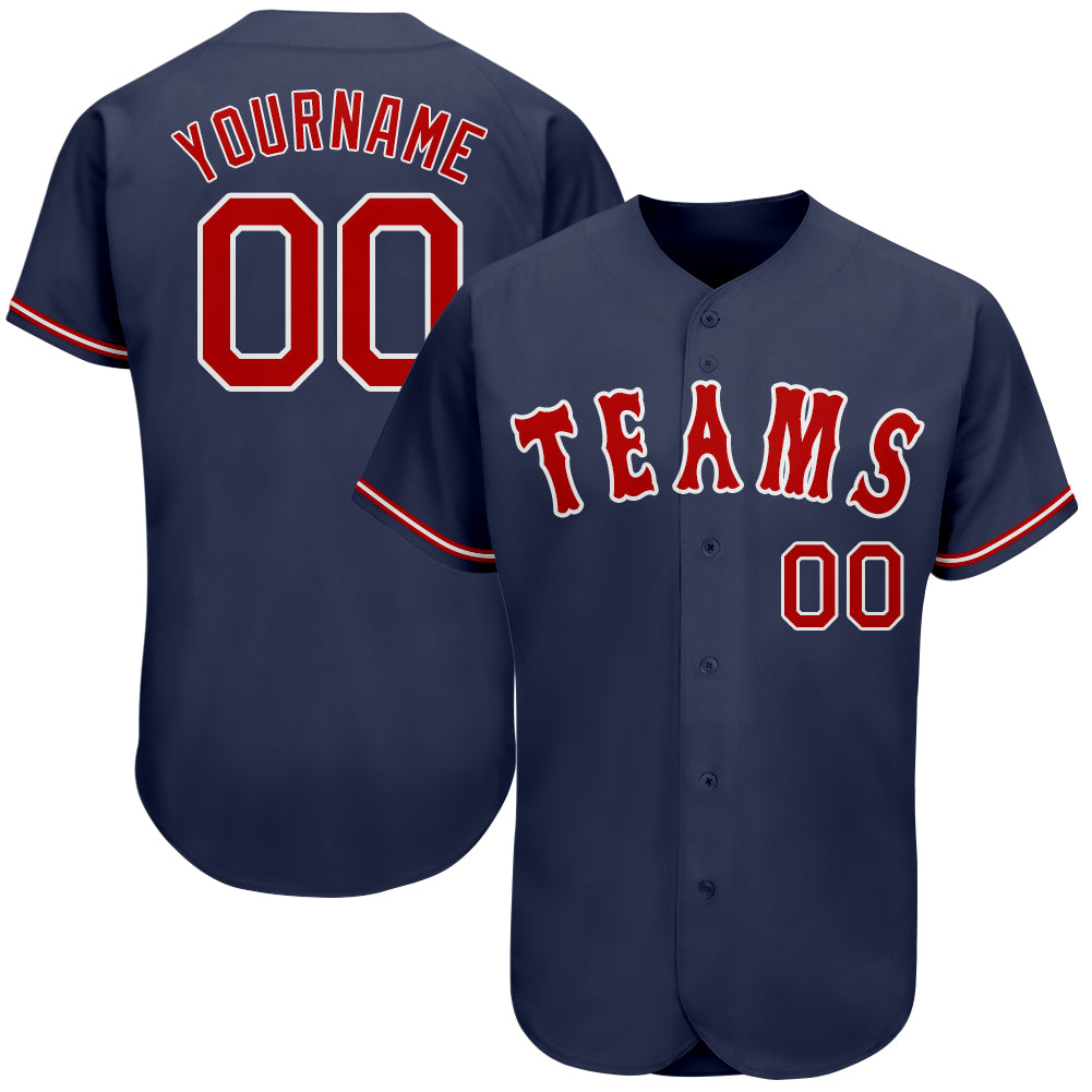 Custom Navy Red-White Authentic Baseball Jersey Discount