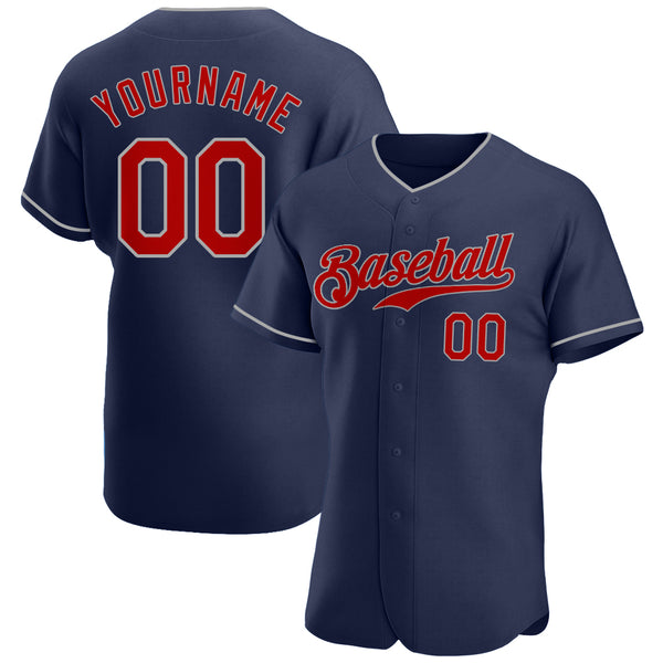 Sale Build Navy Baseball Authentic Gray Jersey Red – CustomJerseysPro