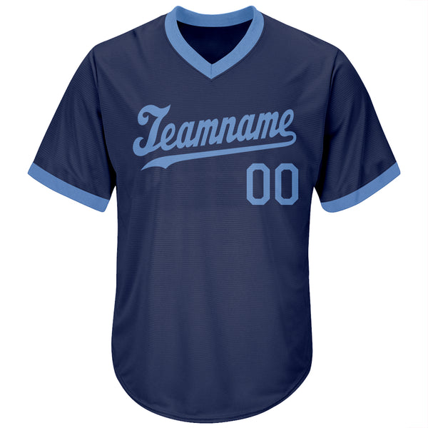 Sale Build Baseball Authentic Navy Throwback Shirt Light Blue