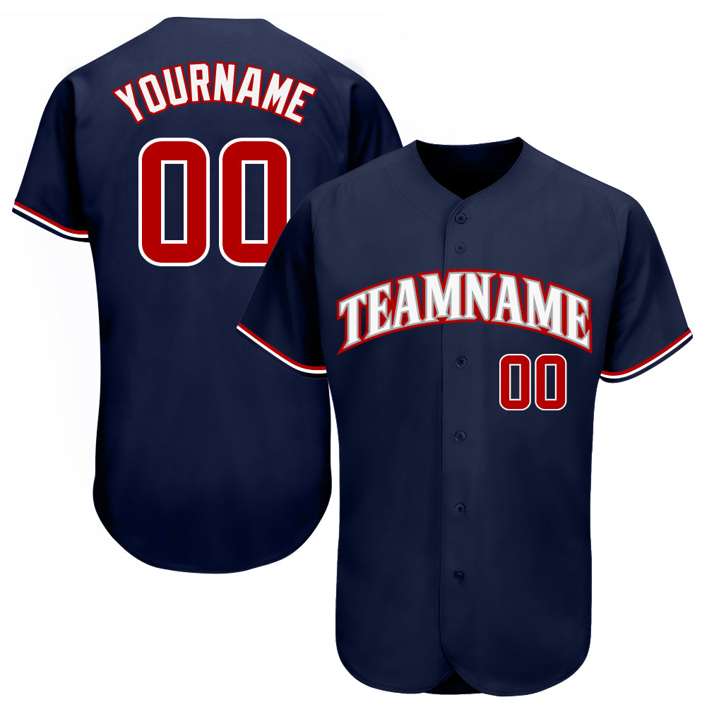 Custom Navy Red-White Authentic Baseball Jersey Discount