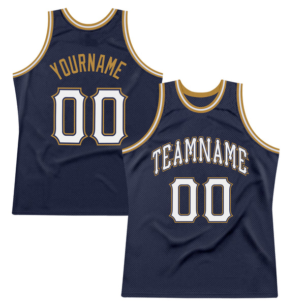 Custom Team White Basketball Black Rib-Knit Jersey Gold