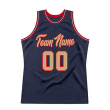 Load image into Gallery viewer, Custom Navy Old Gold-Red Authentic Throwback Basketball Jersey
