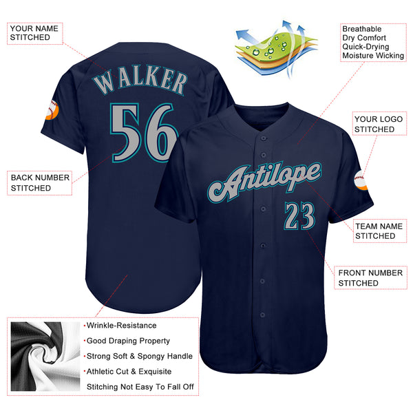 Sale Build Navy Baseball Authentic Aqua Jersey Gray – CustomJerseysPro