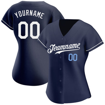 Custom Navy White-Light Blue Authentic Baseball Jersey