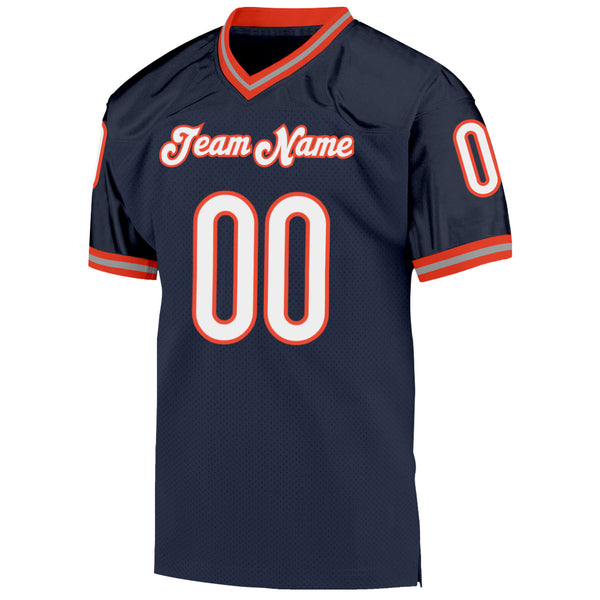 Custom Navy Orange-White Mesh Authentic Football Jersey – CustomJerseysPro