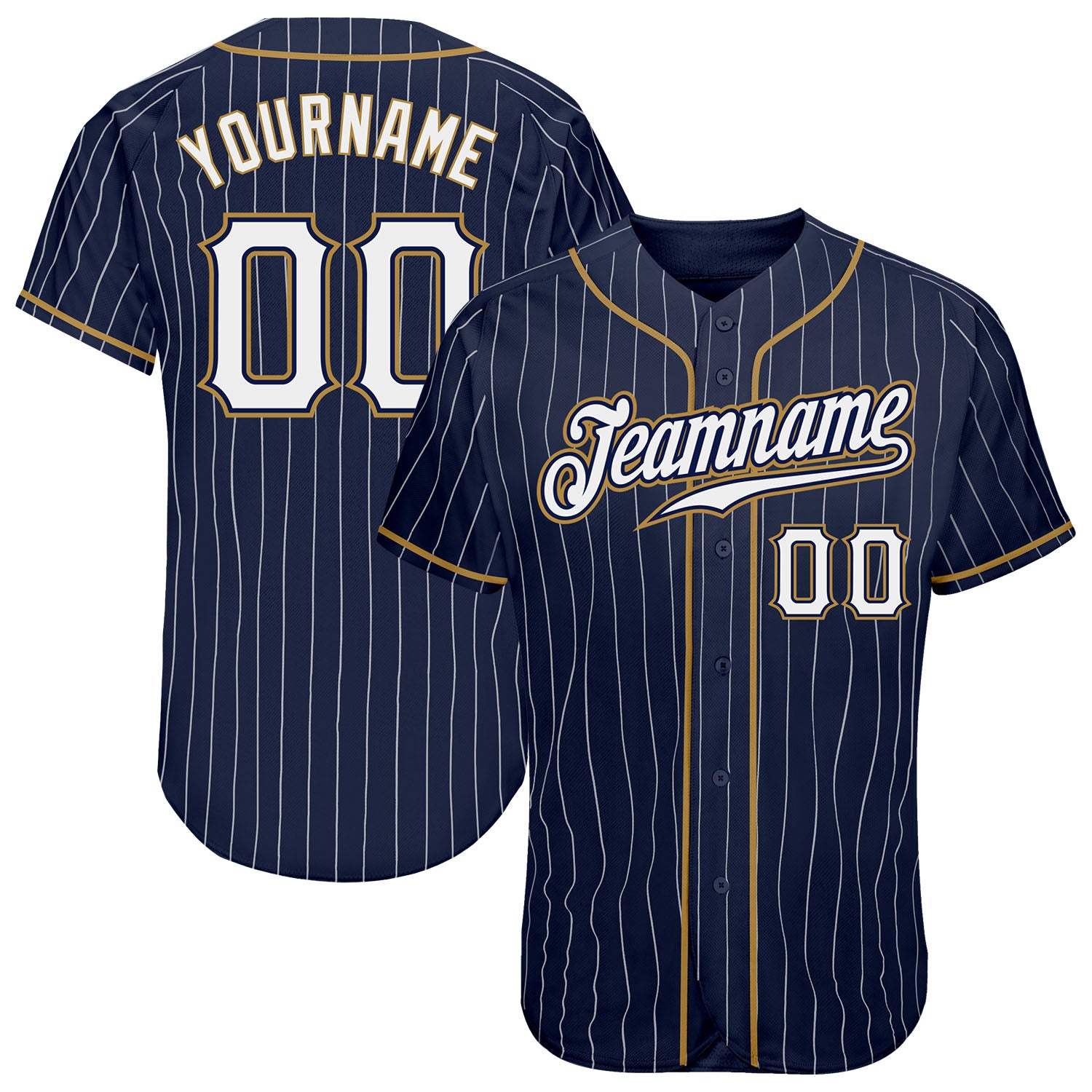 Custom Old Gold Black-White Authentic Baseball Jersey