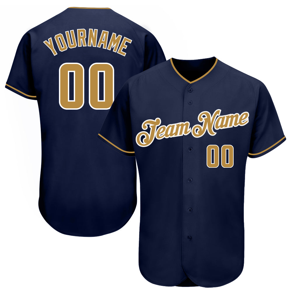 Cheap Custom Navy Old Gold-White Authentic Baseball Jersey