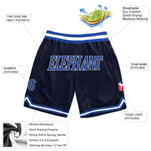 Load image into Gallery viewer, Custom Navy Royal-White Authentic Throwback Basketball Shorts
