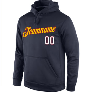 Custom Stitched Navy White-Gold Sports Pullover Sweatshirt Hoodie