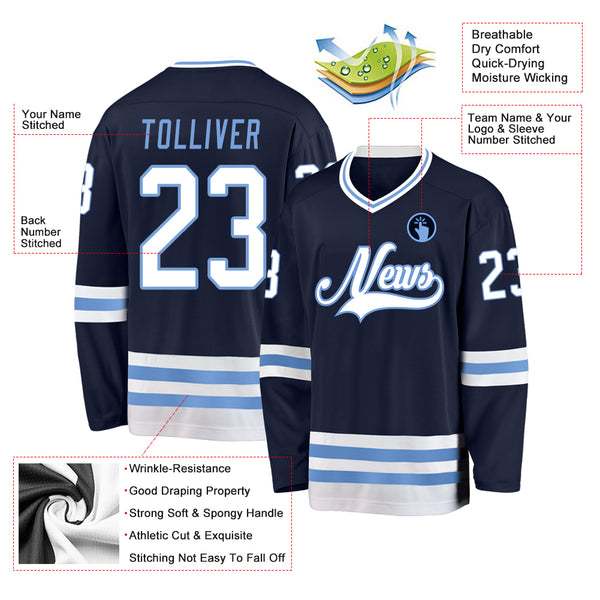 Cheap Custom Black Sky Blue-White Hockey Jersey Free Shipping –  CustomJerseysPro