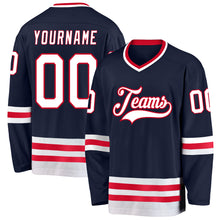 Charger l&#39;image dans la galerie, Custom Navy White-Red Hockey Jersey
