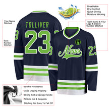 Загрузить изображение в средство просмотра галереи, Custom Navy Neon Green-White Hockey Jersey
