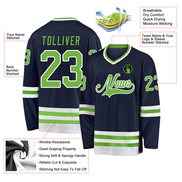 Cheap Custom Blue Neon Green-White Hockey Jersey Free Shipping –  CustomJerseysPro