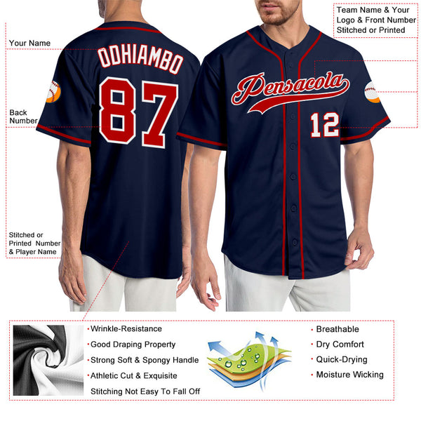 Cheap Custom Red White-Navy Authentic Fade Fashion Baseball Jersey Free  Shipping – CustomJerseysPro