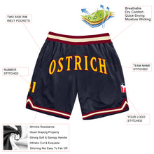 Загрузить изображение в средство просмотра галереи, Custom Navy Gold-Maroon Authentic Throwback Basketball Shorts
