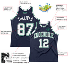 Charger l&#39;image dans la galerie, Custom Navy White-Kelly Green Authentic Throwback Basketball Jersey
