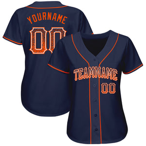 Custom Navy Orange-White Authentic Drift Fashion Baseball Jersey